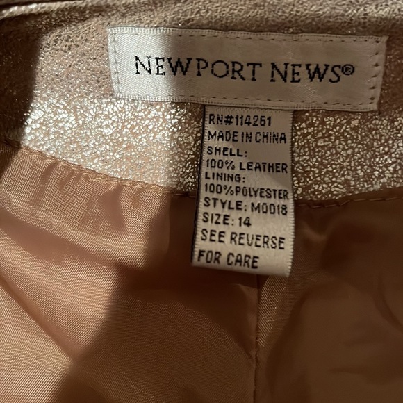 Newport News size 14 silver metallic leather jacket lined mandarin collar - Picture 10 of 14